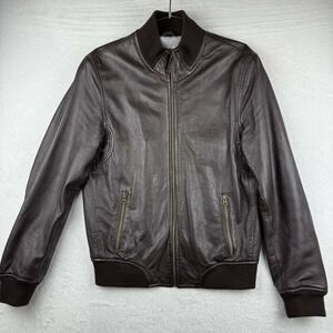 Moreschi Leather Jacket Women Small 48 Brown Full Zip S 100% Pelle Leather
